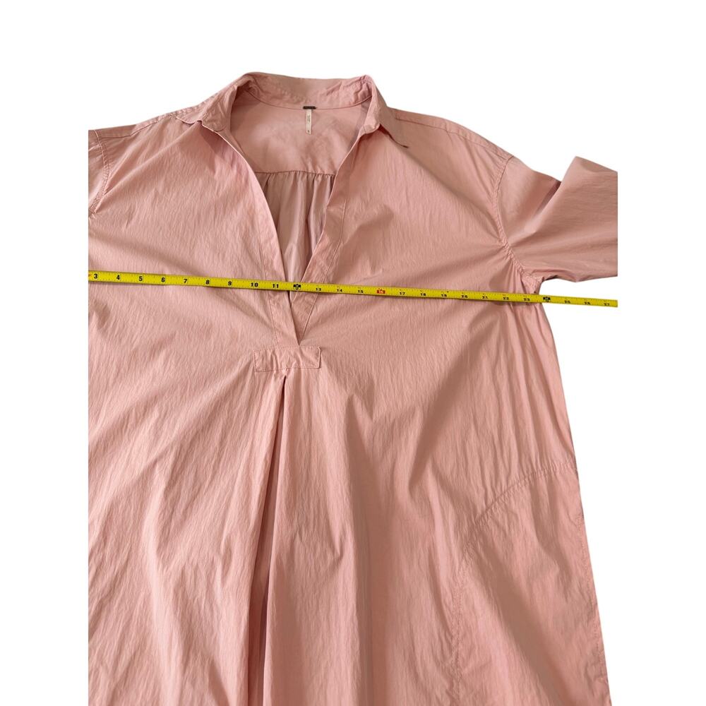 Free People Eva Plunging Shirt Dress Oversized Relaxed Size M Preppy - Picture 14 of 15